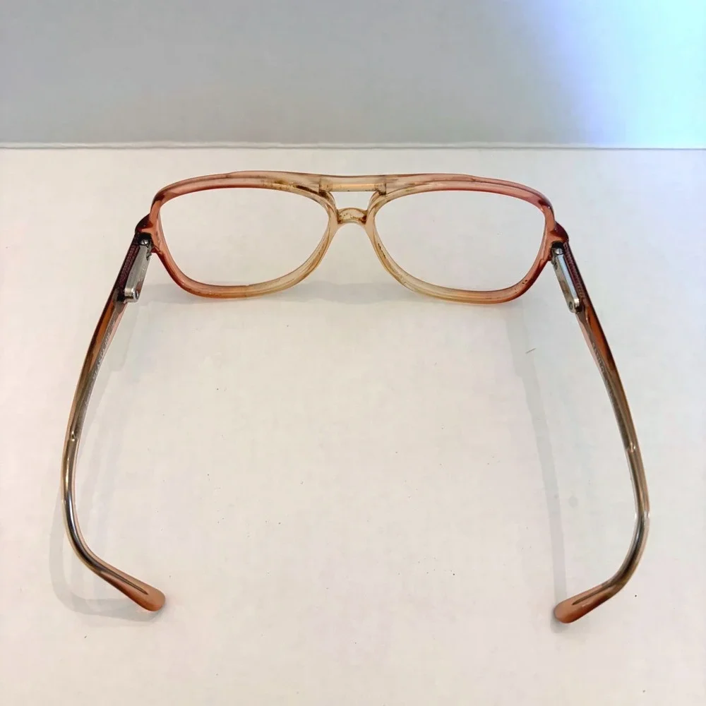 Safilo Elasta 1030 Vintage Aviator Eyeglass Frames Peach Amber Italy 58-14-145